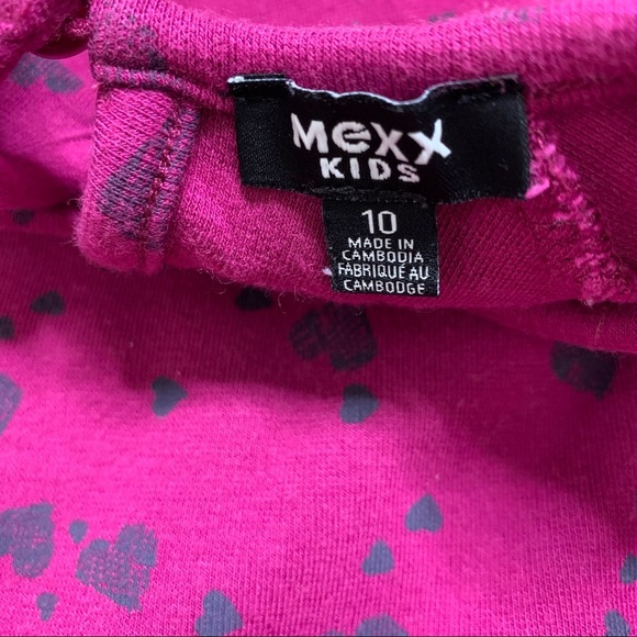 MEXX Heart Print Bell Dress With Bell Sleeves & Back Keyhole Berry Pink Girl 10Y - Picture 8 of 10